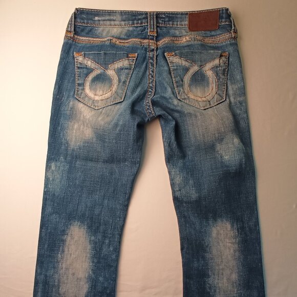 Big Star Jeans Size 27/4 Liv Cropped Low Rise Straight Leg Medium Wash Acid Wash - Picture 3 of 10